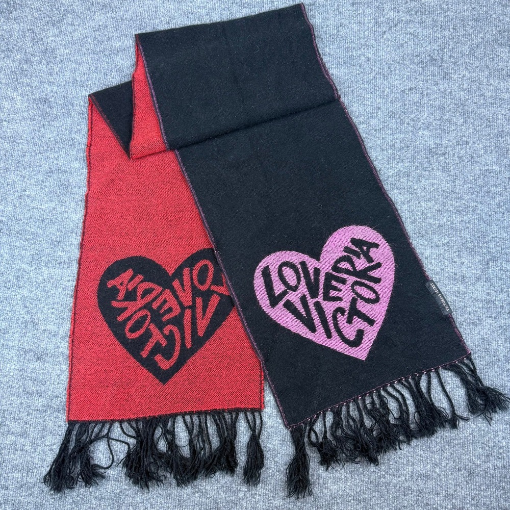 Victoria Secret Winter Angel Collection Double Sided Heart Love Scarf Fringed